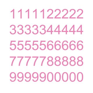 50 selbstklebende Klebezahlen wetterfest (3 cm hoch, in rosa)