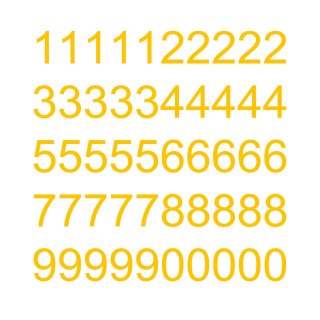 50 selbstklebende Klebezahlen wetterfest (5 cm hoch, in gelb)