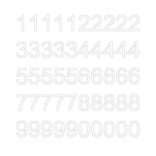 50 selbstklebende Klebezahlen wetterfest (6 cm hoch, in weiß)