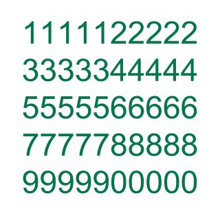 50 selbstklebende Klebezahlen wetterfest (10 cm hoch, in grün)