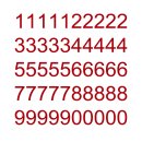 50 selbstklebende Klebezahlen wetterfest (10 cm hoch, in rot)