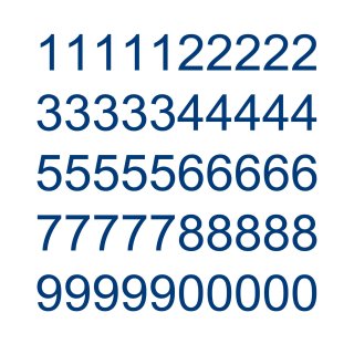 50 selbstklebende Klebezahlen wetterfest (12 cm hoch, in blau)