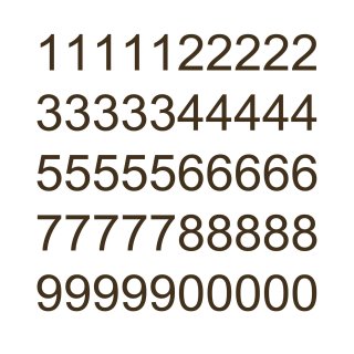 50 selbstklebende Klebezahlen wetterfest (12 cm hoch, in braun)