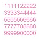 50 selbstklebende Klebezahlen wetterfest (12 cm hoch, in rosa)