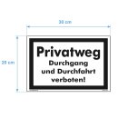 Verbotsschild Parkverbot - Privatweg Durchgang und Durchfahrt verboten! - Warnhinweis 20 x 30 cm