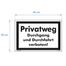 Verbotsschild Parkverbot - Privatweg Durchgang und Durchfahrt verboten! - Warnhinweis 30 x 45 cm
