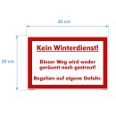 Kein Winterdienst Schild - Betreten auf eigene Gefahr (20x30 cm gelocht & Kit)