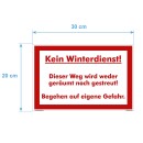 Verbotsschild Parkverbot - Kein Winterdienst! ... - Warnhinweis 20 x 30 cm gelocht & Kit