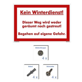 Verbotsschild Parkverbot - Kein Winterdienst! ... - Warnhinweis 30 x 45 cm gelocht & Kit