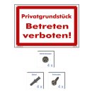Privatgrundstück Schild – Betreten verboten (20x30 cm gelocht & Kit)