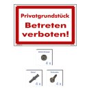 Verbotsschild Parkverbot - Privatgrundstück Betreten verboten! - Warnhinweis 40 x 60 cm gelocht & Kit