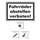 Hinweisschild – Fahrräder abstellen verboten (40x60 cm gelocht & Kit)