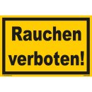 Rauchen verboten Schild wetterfest gelb-schwarz (20x30 cm gelocht)