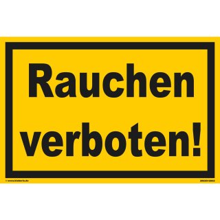 Rauchen verboten Schild wetterfest gelb-schwarz (30x45 cm gelocht & Kit)