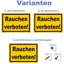 Rauchen verboten Schild wetterfest gelb-schwarz (30x45 cm gelocht & Kit)