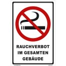Rauchen verboten Schild für Gebäude innen (30x45 cm gelocht)