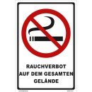 Rauchen verboten Schild für gesamtes Gelände (20x30 cm)