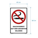 Verbotsschild Rauchverbot - Rauchverbot auf dem gesamten Gelände - Warnhinweis 40 x 60 cm