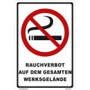 Rauchen verboten Schild – Werksgelände Hinweis (30x45 cm)