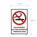 Rauchen verboten Schild – Firmengelände Verbot (40x60 cm gelocht)
