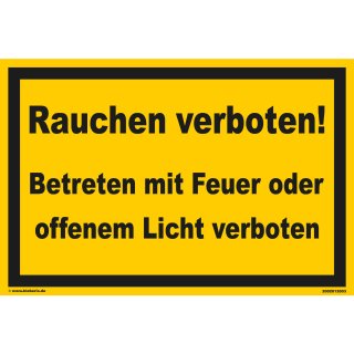 Rauchen verboten Schild mit Licht und Feuer Hinweis