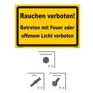 Verbotsschild Rauchverbot - Rauchen verboten! ... - Warnhinweis 40 x 60 cm gelocht & Kit