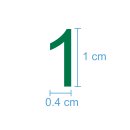 10 Klebezahlen selbstklebend wetterfest: „1“ ( 1 cm hoch, in grün)