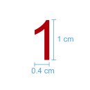 10 Klebezahlen selbstklebend wetterfest: „1“ ( 1 cm hoch, in rot)