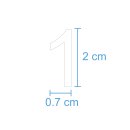 10 Klebezahlen selbstklebend wetterfest: „1“ ( 2 cm hoch, in weiß)