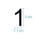 10 Klebezahlen selbstklebend wetterfest: „1“ ( 3 cm hoch, in schwarz)