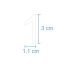 10 Klebezahlen selbstklebend wetterfest: „1“ ( 3 cm hoch, in weiß)
