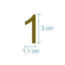 10 Klebezahlen selbstklebend wetterfest: „1“ ( 3 cm hoch, in gold)