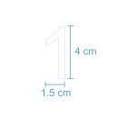10 Klebezahlen selbstklebend wetterfest: „1“ ( 4 cm hoch, in weiß)