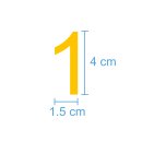 10 Klebezahlen selbstklebend wetterfest: „1“ ( 4 cm hoch, in gelb)