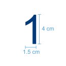 10 Klebezahlen selbstklebend wetterfest: „1“ ( 4 cm hoch, in blau)
