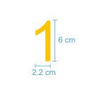 10 Klebezahlen selbstklebend wetterfest: „1“ ( 6 cm hoch, in gelb)