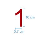 10 Klebezahlen selbstklebend wetterfest: „1“ ( 10 cm hoch, in rot)