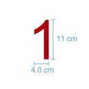 10 Klebezahlen selbstklebend wetterfest: „1“ ( 11 cm hoch, in rot)