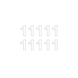 10 Klebezahlen selbstklebend wetterfest: „1“ ( 12 cm hoch, in weiß)