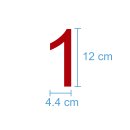 10 Klebezahlen selbstklebend wetterfest: „1“ ( 12 cm hoch, in rot)