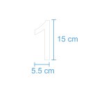 10 Klebezahlen selbstklebend wetterfest: „1“ ( 15 cm hoch, in weiß)