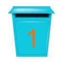 10 Klebezahlen selbstklebend wetterfest: „1“ ( 15 cm hoch, in orange)