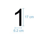 10 Klebezahlen selbstklebend wetterfest: „1“ ( 17 cm hoch, in schwarz)