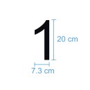 10 Klebezahlen selbstklebend wetterfest: „1“ ( 20 cm hoch, in schwarz)