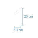 10 Klebezahlen selbstklebend wetterfest: „1“ ( 20 cm hoch, in weiß)