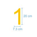 10 Klebezahlen selbstklebend wetterfest: „1“ ( 20 cm hoch, in gelb)