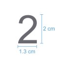 10 Klebezahlen selbstklebend wetterfest: „2“ ( 2 cm hoch, in silber)