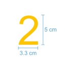10 Klebezahlen selbstklebend wetterfest: „2“ ( 5 cm hoch, in gelb)