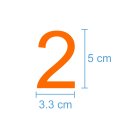 10 Klebezahlen selbstklebend wetterfest: „2“ ( 5 cm hoch, in orange)
