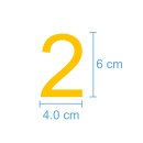 10 Klebezahlen selbstklebend wetterfest: „2“ ( 6 cm hoch, in gelb)